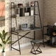 Стол компьютерный письменный с металлическим каркасом в стиле Лофт (Loft) DrevoGoods усиленный, прямой, рабочий для дома и офиса 1600х1800х600мм; металл: Черный; дерево: Антрацит + стеллаж с полками без табурета (895|45) - изображение 1