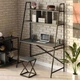 Стол компьютерный письменный с металлическим каркасом в стиле Лофт (Loft) DrevoGoods усиленный, прямой, рабочий для дома и офиса 1600х1800х600мм; металл: Черный; дерево: Антрацит + стеллаж с полками без табурета (895|45) - изображение 2