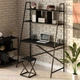 Стіл комп'ютерний письмовий з металевим каркасом в стилі Лофт (Loft) DrevoGoods посилений, прямий, робочий для дому та офісу 1000х1800х600мм; метал: Чорний; дерево: Чорний + стелаж з полицями без табурету (873|45) - зображення 2