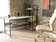 Стіл комп'ютерний письмовий з металевим каркасом в стилі Лофт (Loft) DrevoGoods з полицею під системний блок посилений, прямий, робочий для дому та офісу 1600х750х600мм; метал: Чорний; дерево: Бетон + стелаж (806|61) - зображення 2