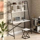 Стіл комп'ютерний письмовий з металевим каркасом в стилі Лофт (Loft) DrevoGoods посилений, прямий, робочий для дому та офісу 1000х1800х600мм; метал: Чорний; дерево: Білий + стелаж з полицями без табурету (872|45) - зображення 1