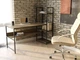 Стол компьютерный письменный с металлическим каркасом в стиле Лофт (Loft) DrevoGoods с полкой под системный блок усиленный, прямой, рабочий для дома и офиса 1600х750х600мм; металл: Черный; дерево: Дуб Сонома + стеллаж (807|61) - изображение 2