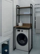 Тумба-стелаж під пральну машину з металевим каркасом у стилі Лофт (Loft) DrevoGoods посилений, підлоговий з 3 полицями для зберігання речей 650x1880x500мм; метал: Чорний; дерево: Аліканте темний (868|50) - зображення 2