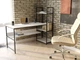 Стол компьютерный письменный с металлическим каркасом в стиле Лофт (Loft) DrevoGoods с полкой под системный блок усиленный, прямой, рабочий для дома и офиса 1600х750х600мм; металл: Черный; дерево: Белый + стеллаж (809|61) - изображение 2