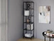 Стелаж-перегородка з металевим каркасом у стилі Лофт (Loft) DrevoGoods вузький, посилений, підлоговий / пристінний для дому та офісу з 6 полицями для книг та речей 1855х400х330мм; метал: Чорний; дерево: Антрацит (860|51) - зображення 1