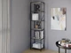 Стелаж-перегородка з металевим каркасом у стилі Лофт (Loft) DrevoGoods вузький, посилений, підлоговий / пристінний для дому та офісу з 6 полицями для книг та речей 1855х400х330мм; метал: Чорний; дерево: Бетон (855|51) - зображення 1