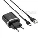 Сетевое зарядное устройство Hoco C12Q 220В 1xUSB 3А QC3.0 с кабелем USB Type-C Черный - изображение 1
