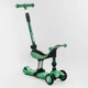 Самокат-беговел 3 в 1 трехколесный Best Scooter, Зеленый 3 колеса PU со светом, сидение, амортизаторы, родительская ручка - изображение 2