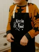 Фартук детский на подарок "Accio Food" Гарри Поттер, для поттеромана, сына, дочки, племянника, крестника, крестницы, с карманом и регулируемой застежкой, в подарочной коробке, черный - изображение 1