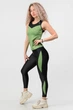 Спортивный комплект женский (майка и лосины) черный с зеленым Go Fitness 90053 размер 46-48 - изображение 2