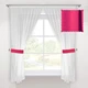 Кухонні яскрава коротка фіранка Adagio Windows Decor Білі тюлеві штори з малиновими підхватами в розмірах 1,45х1,7м - 2 штори - зображення 1