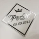 Свадебная монограмма с инициалами, короной и датой из зеркального пластика на пенопластовой основе Manific Decor Серебряный - изображение 2