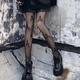 Черные колготы в сетку с рисунком черепа S/L - изображение 1