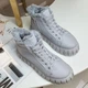 Женские зимние ботинки светло-серые на платформе и шнуровке Fashion 40, A312 свс - изображение 8