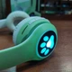 Беспроводные наушники с кошачьими ушками и RGB подсветкой Micro SD Cat VZV-23M Салатовые - изображение 6