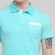 Футболка поло хлопковая мужская Бирюзовая в мелкий рисунок MELGO 46 - изображение 6