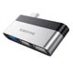 USB хаб Type-C на USB HUB адаптер BOROFONE adapter silver DH1 (2USBx2.0, 1USBx3.0). Silver - зображення 1