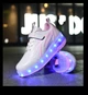 Роликовые кроссовки для девочек с LED подсветкой белые с розовым на 2-х колесах (LR 1263) 32(20,5см) - изображение 3