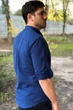 Сорочка ZIBSTUDIO бавовна стійка планка д/р XL Синя - зображення 3