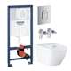 Комплект инсталляции GROHE QuickFix Solido кнопка хром безободковый унитаз GROHE с крышкой микролифт дюропласт 39536000 - изображение 1