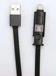 Кабель USB 2.0 AM/iPhone5/iPad4/mini Lightning connector+microUSB combo 2-in-1, 1m, Black, плоский - изображение 3