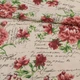 Деко лен цветы красно-розовые, надписи бежевый, ш.155 (20501.109) - изображение 1