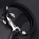 Мужской кожаный браслет Primo Rope Anchor с застежкой якорь - Black Primo черный - изображение 3