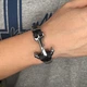 Мужской кожаный браслет Primo Rope Anchor с застежкой якорь - Black Primo черный - изображение 6