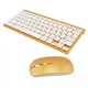 Беспроводная клавиатура и оптическая мышь комплект KeyBoard 908 Золотая для компьютера тихая с низкопрофильными клавишами USB 2,4 ГГц (44958) - изображение 3