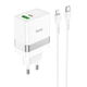 Мережевий зарядний пристрій Hoco N21 PD30W + QC3.0 + кабель Type-C to Lightning - White - зображення 1