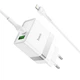 Мережевий зарядний пристрій Hoco N21 PD30W + QC3.0 + кабель Type-C to Lightning - White - зображення 4