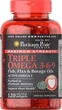 Комплекс Maximum Strength Triple Omega 3 6 9 Fish, Flax & Borage Oils Puritan's Pride масло льна и бораго 120 капсул (PP229) - изображение 1