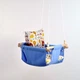 Детская качеля из дерева подвесная Infancy Веселая ферма хлопковая голубая тканевая основа от 7 месяцев до 5 лет - изображение 4