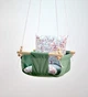 Детская качеля подвесная Infancy Веточки с цветами из натурального дерева оливковая тканевая основа от 7 месяцев до 5 лет - изображение 2