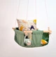 Детская качеля подвесная Infancy Котики из натурального дерева оливковая тканевая основа от 7 месяцев до 5 лет - изображение 6