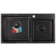 Мойка для кухни MIXXUS из нержавеющей стали MX7843-220x1.0-PVD 780x430мм прямоугольная врезная матовая 1мм черная на две чаши с сифоном MX0565 - изображение 1