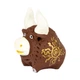 Фігурка гіпсова Netsuke Бичок Білі ріжки Золоте сонце Ручний Розпис 5,5x5,7x4 см Коричневий (25534) - изображение 1