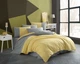 Евро комплект постільної білизни HOBBY Poplin Diamond Sari жовтий/сірий 200*220 - зображення 3