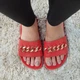 Шлепанцы женские летние натуральная кожа на плоской подошве красные 36 , Fashion, 5008-1 - изображение 8