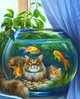 Алмазная Мозаика SHLab Котята и Аквариум Набор Вышивка Камнями SH-26888 30x40 см (Полная Выкладка) (26888) - изображение 1