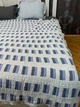 Плед льняной 200x175 Шафарли бежевый с синим - изображение 1
