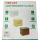 Настольные часы Wooden Watch электронные светодиодные USB 6,5х6,5см Коричнево-зелёные (VST-869) - изображение 3
