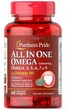 Жирные кислоты Puritans Pride All In One Omega 3 5 6 7 and 9 with Vitamin D3 60 Softgels - изображение 1