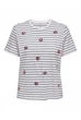 Футболка ONLY ONLKITA REG S/S LEFLEUR TOP BOX JRS XS Білий 15254498-Bright White Stripes:BLACK + PRINT FLOWER - зображення 1
