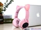 Наушники Bluetooth Hoco W27 Cat Rose с ушками и подсветкой - изображение 5
