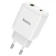 Мережеве зарядне (ЗЗП) Hoco N5 Favor 20W PD+QC3.0 (1USB/1Type-C/3A) Білий - зображення 1
