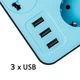 Подовжувач XOKO SP-3-3-1, 2 м, 3 EU розетки, 1 міжнародна розетка, 3 USB - изображение 3