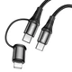 USB кабель для ноутбука та iPhone 2-in-1 HOCO X50 Combo Type-C to Type-C/Lightning (1m, 3A, 60W) - зображення 2