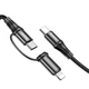 USB кабель для ноутбука та iPhone 2-in-1 HOCO X50 Combo Type-C to Type-C/Lightning (1m, 3A, 60W) - зображення 4