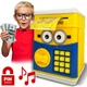 Детская Копилка сейф для детей Saving Box Жёлто-голубая игрушечный робот Миньйон интерактивная игрушка электронная c кодовым замком и светом - изображение 1